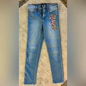 Aeropostale Light Blue Skinny Jeans with Floral Embroidery